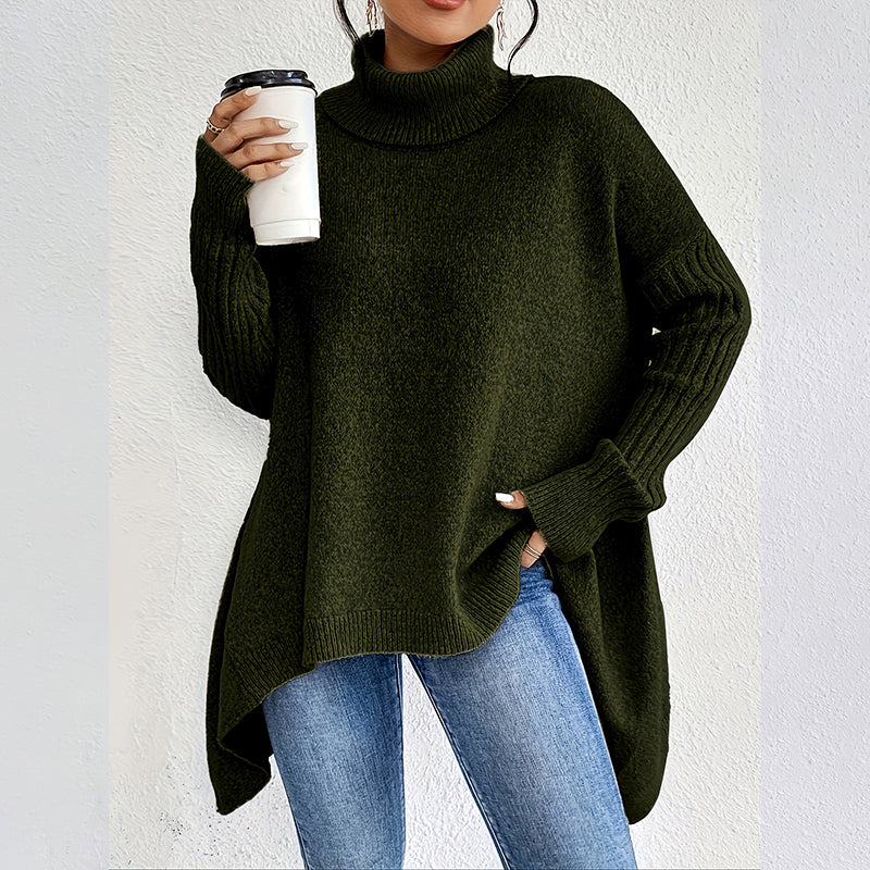 Women's solid color turtleneck sweater