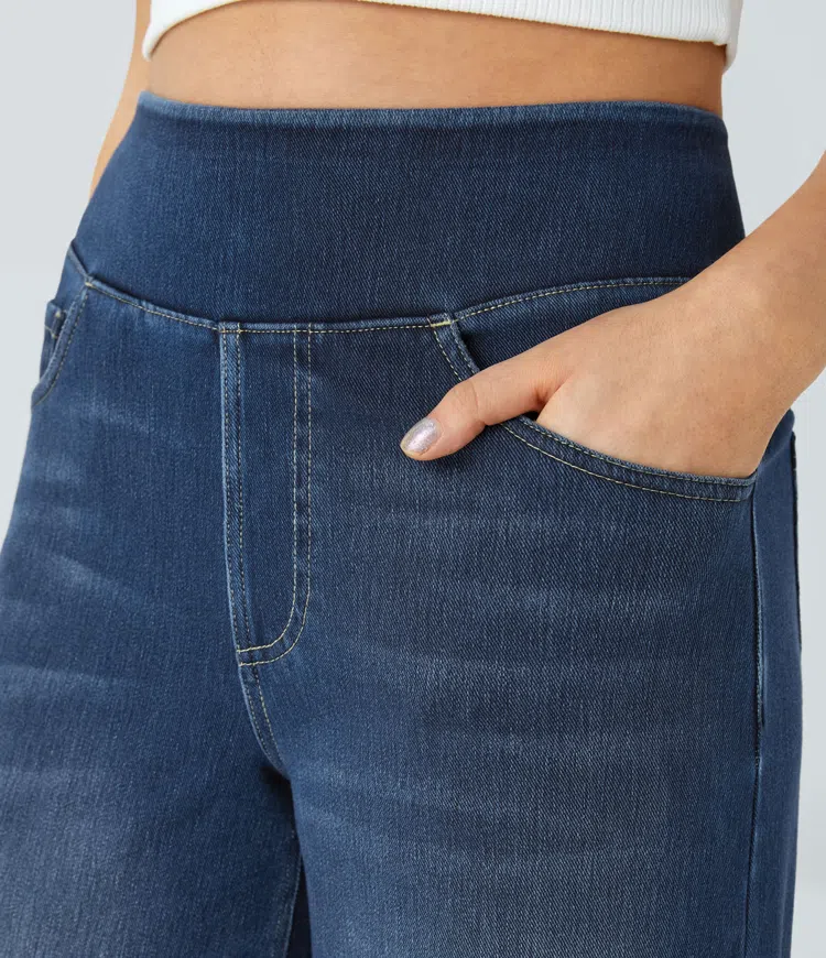 Quinn Super Stretch High-Waisted Wide Leg Jeans-unitmotor™