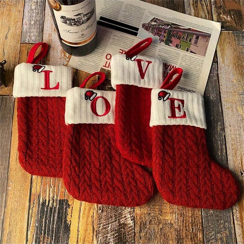 🎅Christmas Sale 49% OFF-🧦Personalized letter knitted Christmas stocking fireplace ornament
