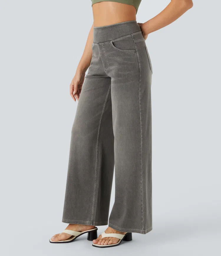 Quinn Super Stretch High-Waisted Wide Leg Jeans-unitmotor™