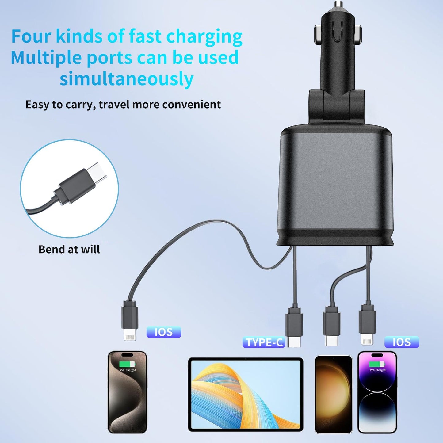 🔥HOT SALE 49% OFF🔥- 4-in-1 Car Phone Charger - 💥Buy 2 Free Shipping!!!