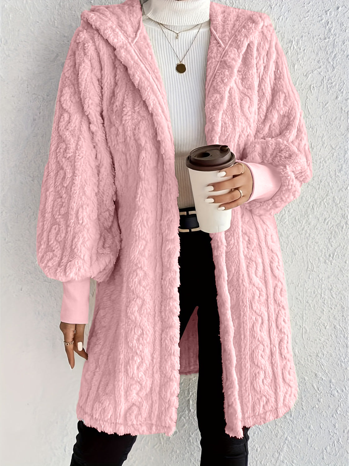 Women's Plush Fleece Soft Midi-Length Jacket with Pockets(BUY 2 FREE SHIPPING)