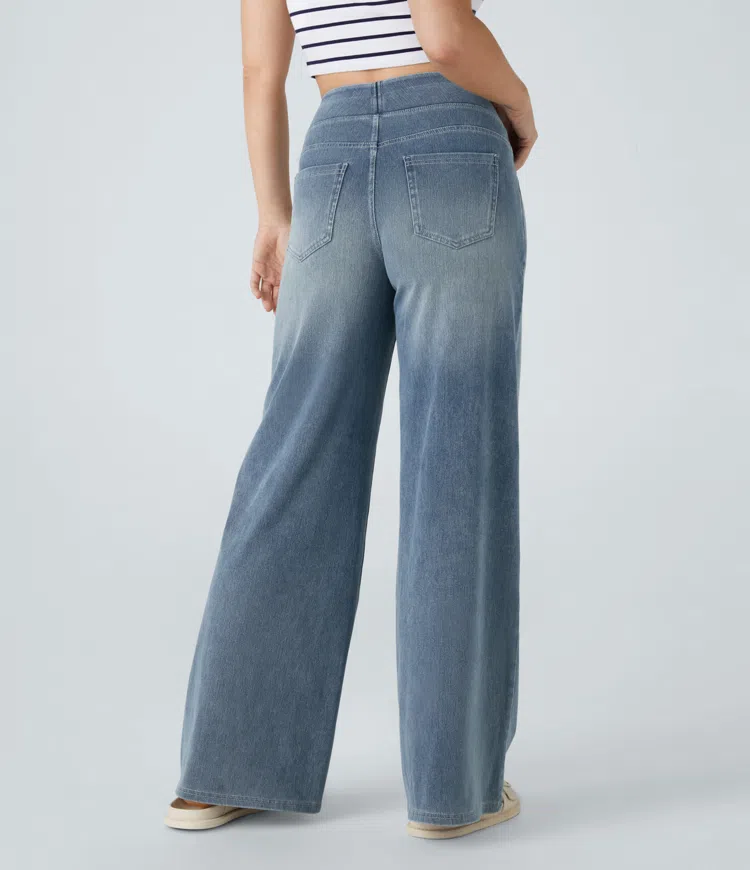 Quinn Super Stretch High-Waisted Wide Leg Jeans-unitmotor™