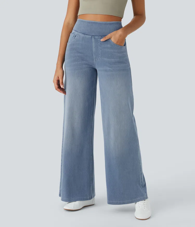 Quinn Super Stretch High-Waisted Wide Leg Jeans-unitmotor™