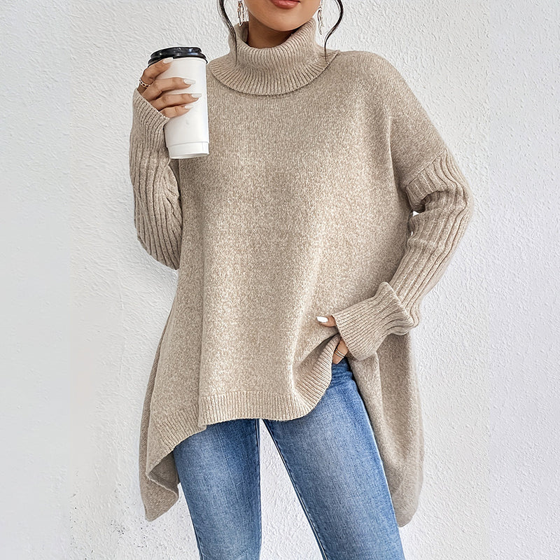 Women's solid color turtleneck sweater