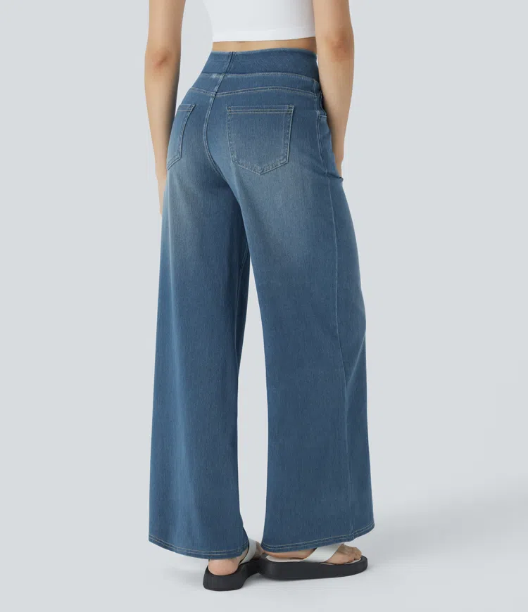 Quinn Super Stretch High-Waisted Wide Leg Jeans-unitmotor™