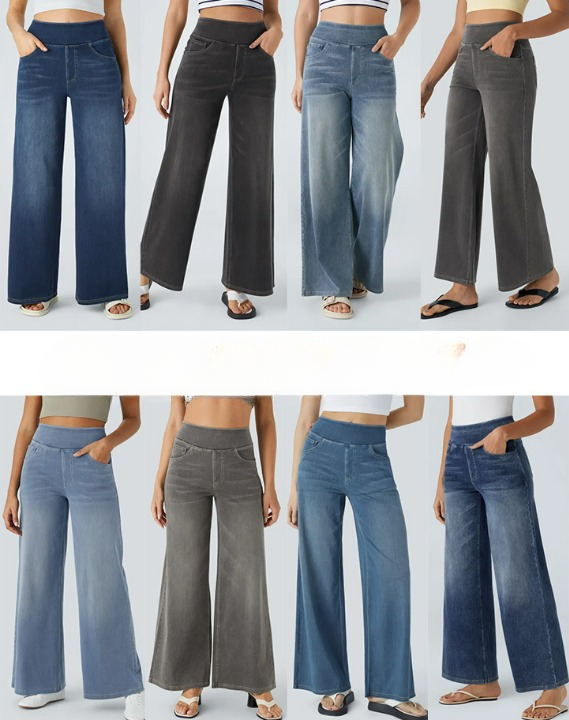 Quinn Super Stretch High-Waisted Wide Leg Jeans-unitmotor™