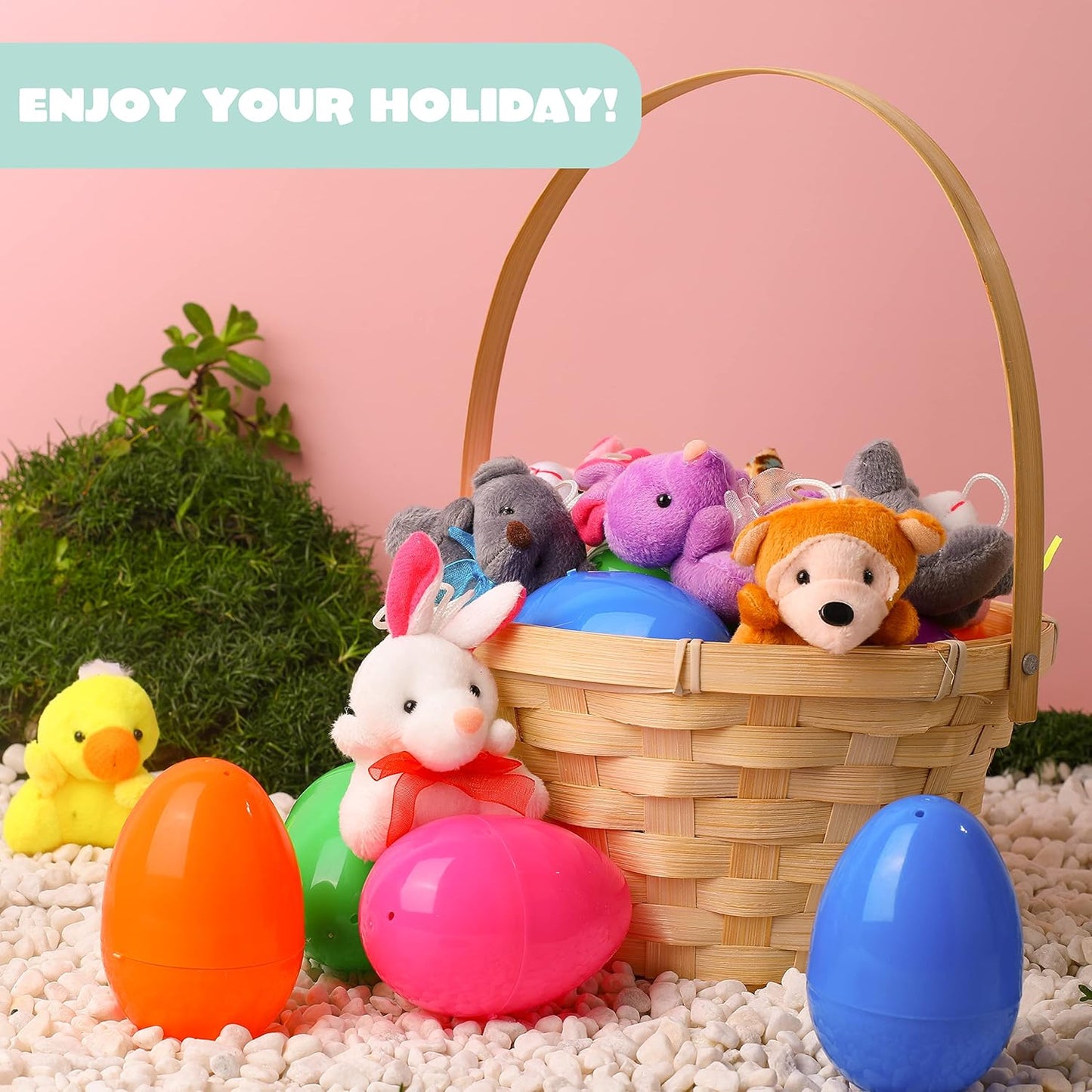 💥12/24/36 Pcs Prefilled Easter Eggs, Filled with Plush Animal Toys