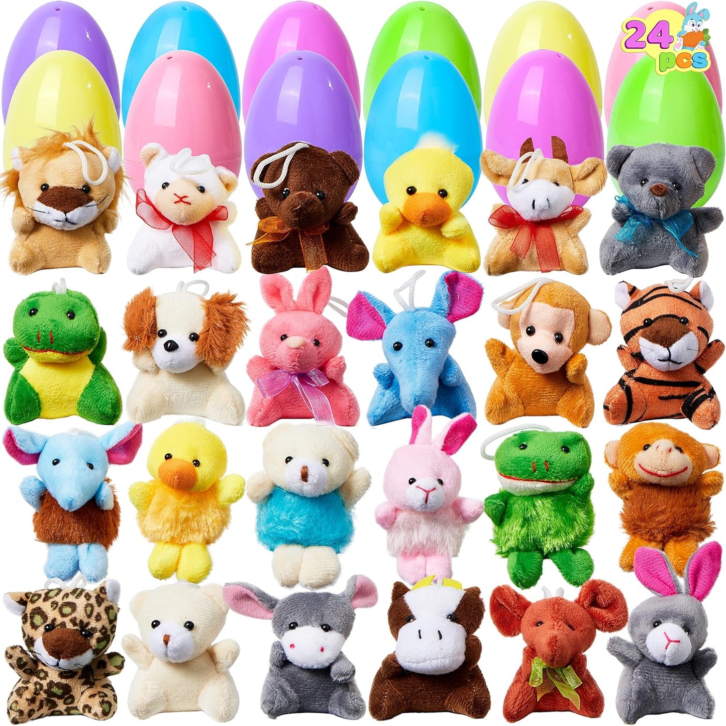 💥12/24/36 Pcs Prefilled Easter Eggs, Filled with Plush Animal Toys