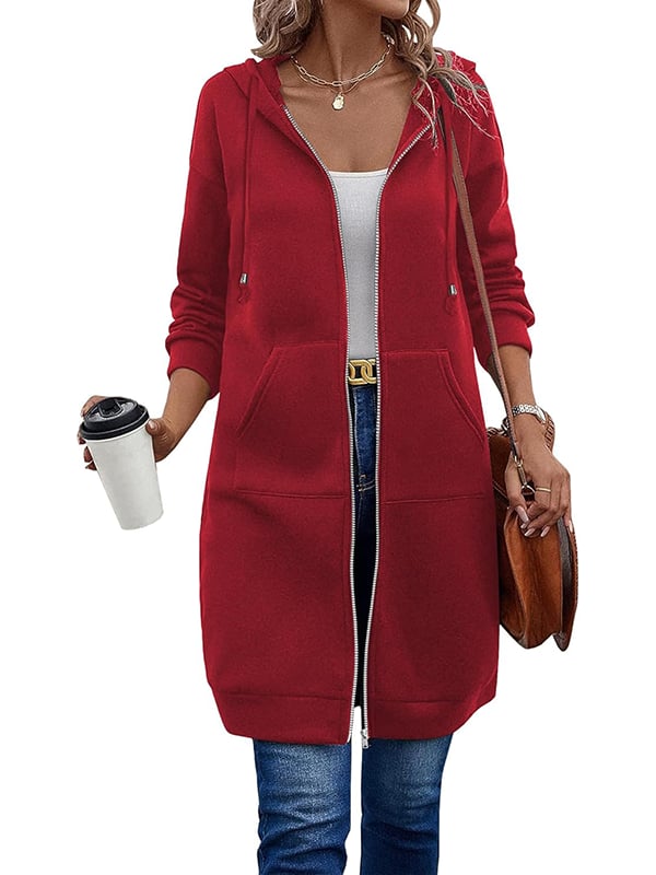 🔥🔥Women Casual Zip up Long Fleece Hoodie
