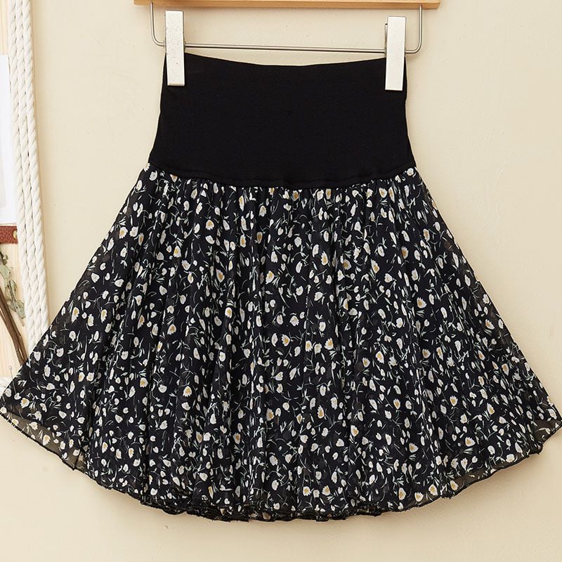 Pleated sarongchiffon floral skirt-unitmotor™