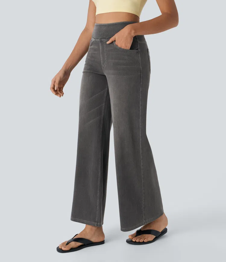 Quinn Super Stretch High-Waisted Wide Leg Jeans-unitmotor™