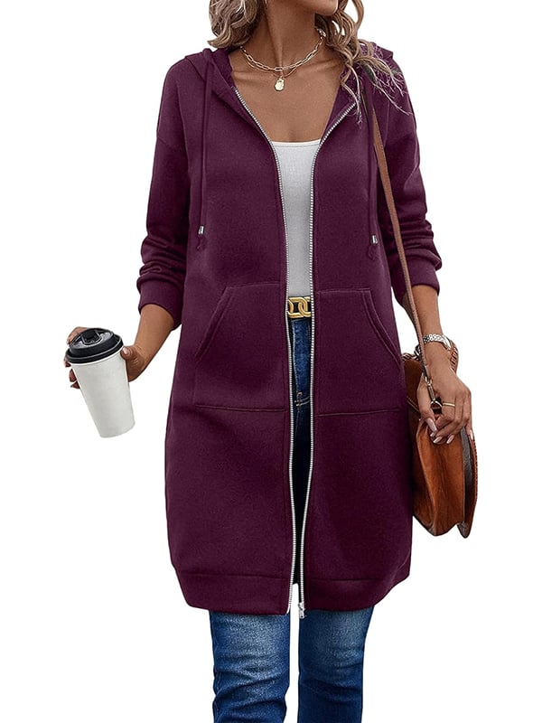 🔥🔥Women Casual Zip up Long Fleece Hoodie