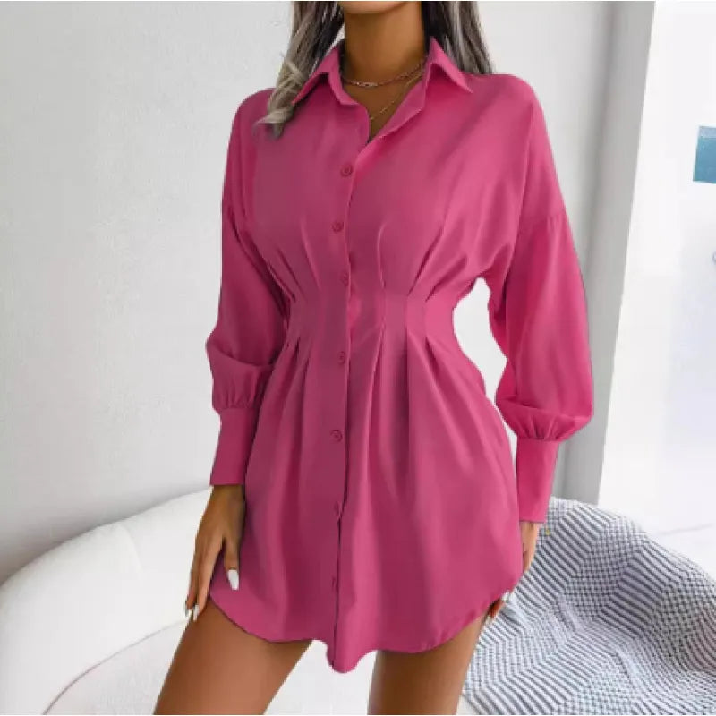Asymmetric Lantern Sleeve Dress High-Waist | Elegant Fit | Statement Style