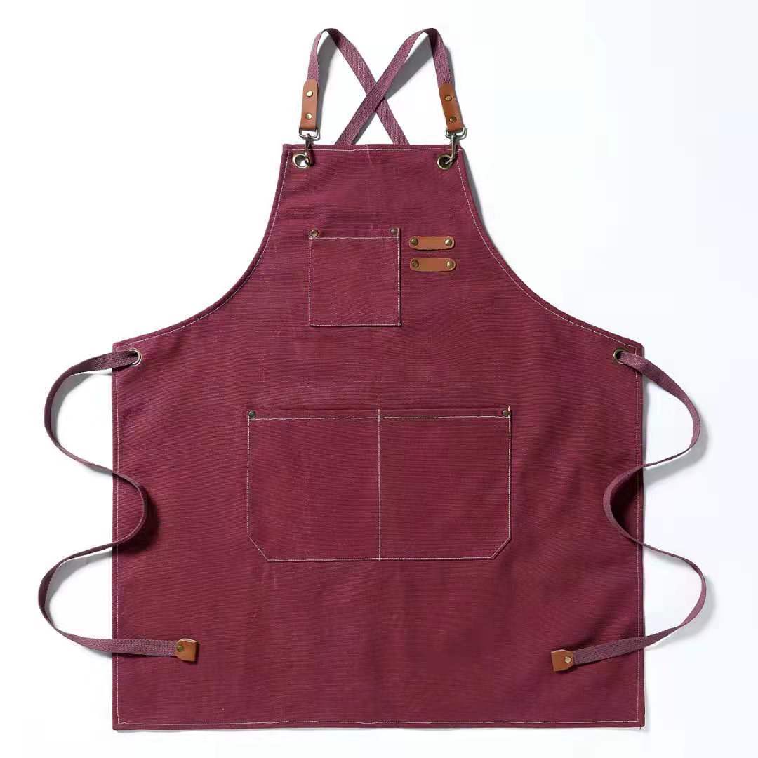 Cotton Canvas Cross Back Chef Apron (Adjustable, Large Pockets)
