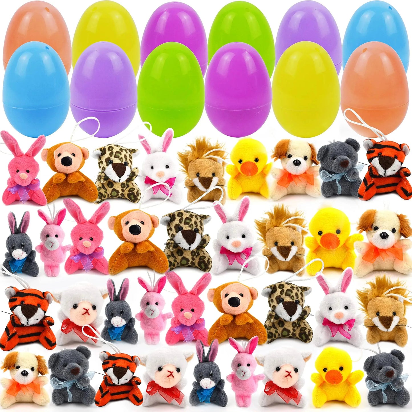 💥12/24/36 Pcs Prefilled Easter Eggs, Filled with Plush Animal Toys