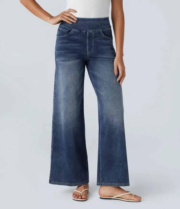 Quinn Super Stretch High-Waisted Wide Leg Jeans-unitmotor™