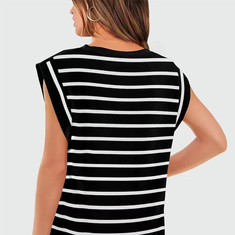 💖Women's Basic Fashion Casual Striped Sleeveless Vest T-Shirt