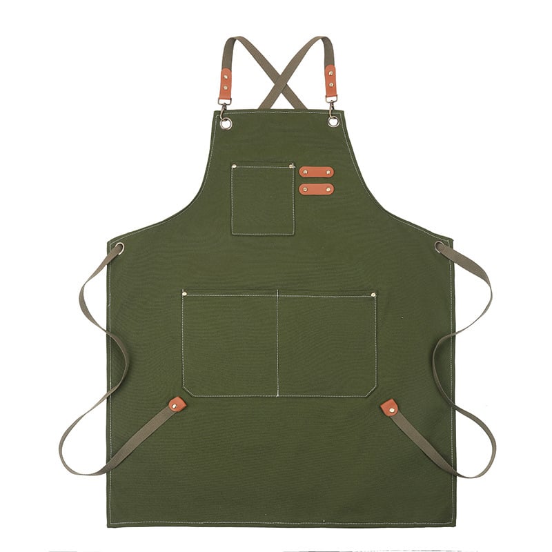 Cotton Canvas Cross Back Chef Apron (Adjustable, Large Pockets)