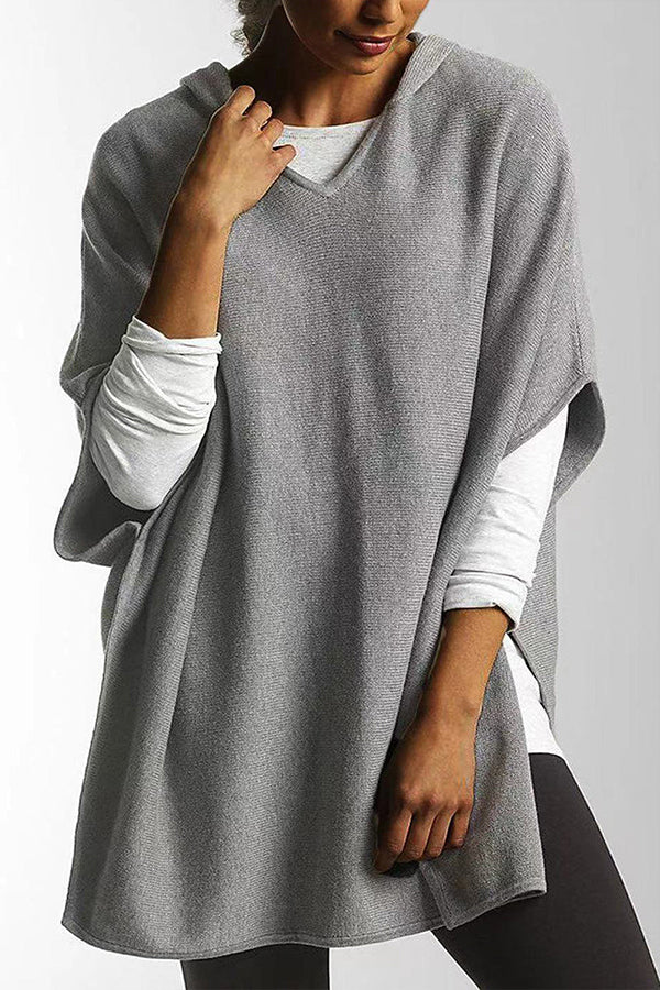 Casual Simplicity Solid Slit Hooded Collar Tops-unitmotor™