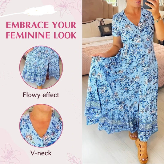 🎁Floral Print V-neck Dress-unitmotor™