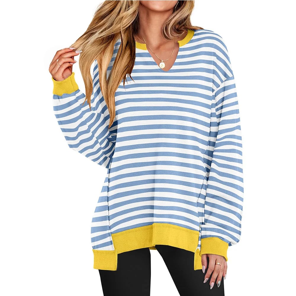 🔥Womens Oversized Sweatshirt V Neck Long Sleeve Tunic Lightweight Pullover