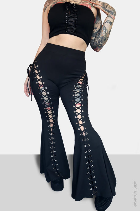 Lace Up Flare Pants-unitmotor™