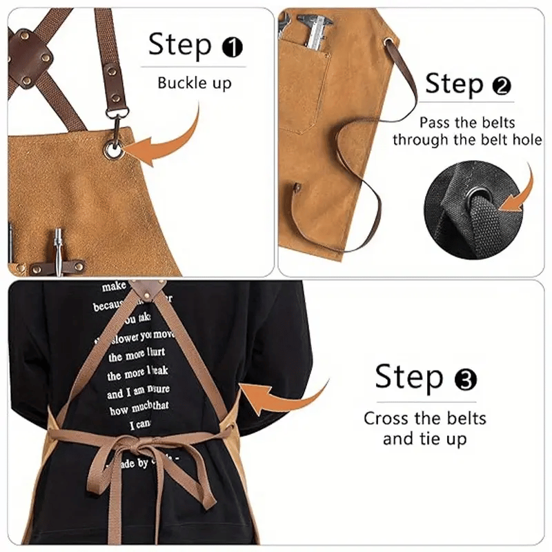 Cotton Canvas Cross Back Chef Apron (Adjustable, Large Pockets)