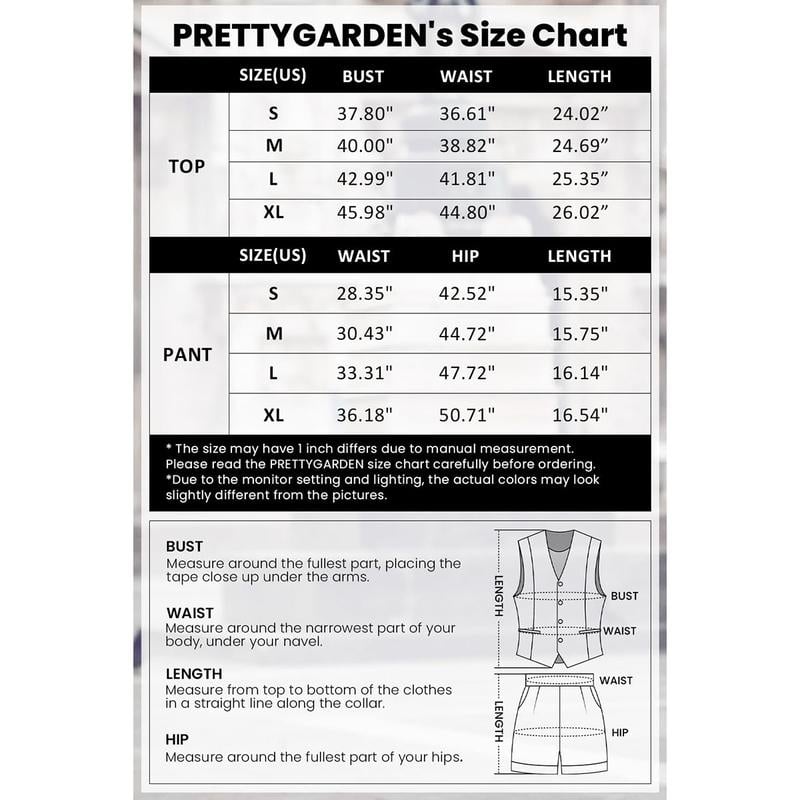 PrettyGarden Women's Summerwear Sleeveless V Neck Button Down 2-Piece Outfit with Functional Pockets