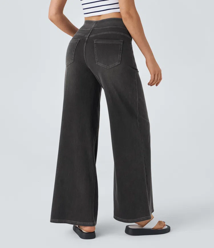 Quinn Super Stretch High-Waisted Wide Leg Jeans-unitmotor™