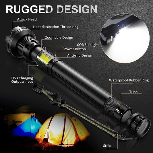 LED Rechargeable Tactical Laser Flashlight 90000 High Lumens-unitmotor™