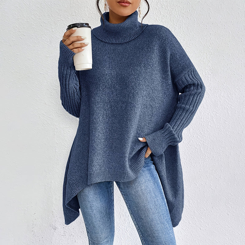 Women's solid color turtleneck sweater
