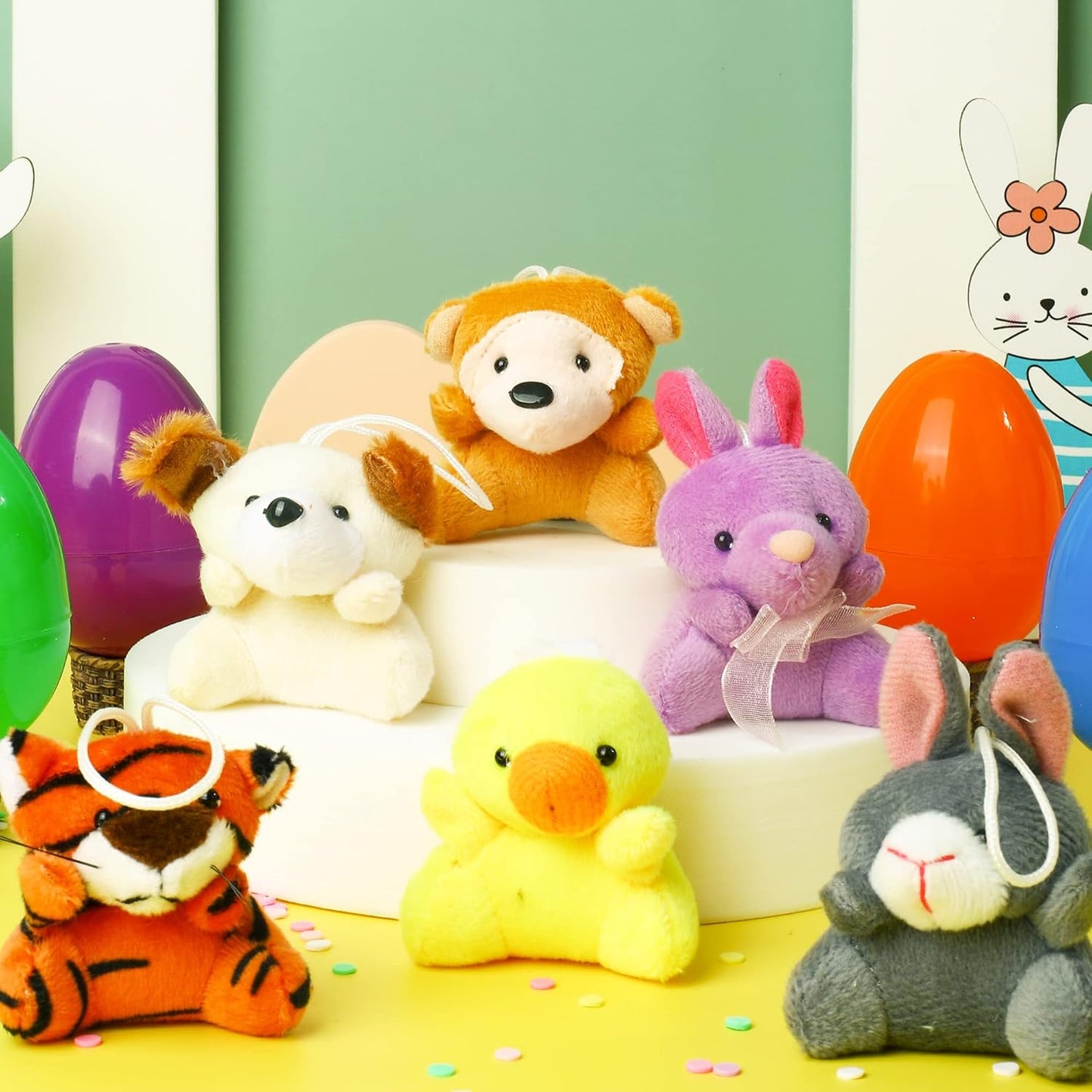 💥12/24/36 Pcs Prefilled Easter Eggs, Filled with Plush Animal Toys