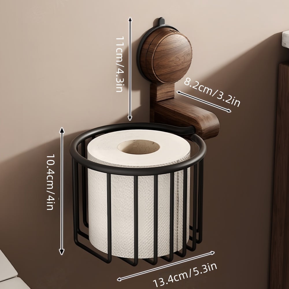 Suction Cup Walnut Paper Towel Holder