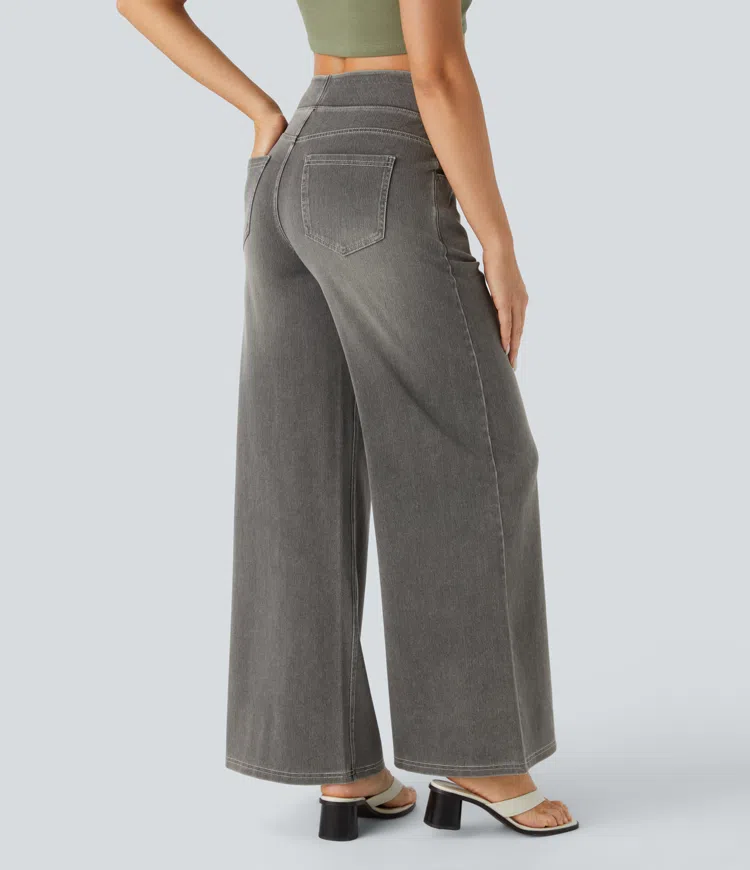 Quinn Super Stretch High-Waisted Wide Leg Jeans-unitmotor™