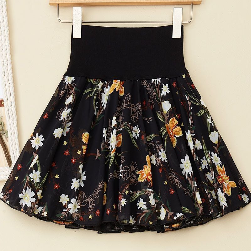 Pleated sarongchiffon floral skirt-unitmotor™