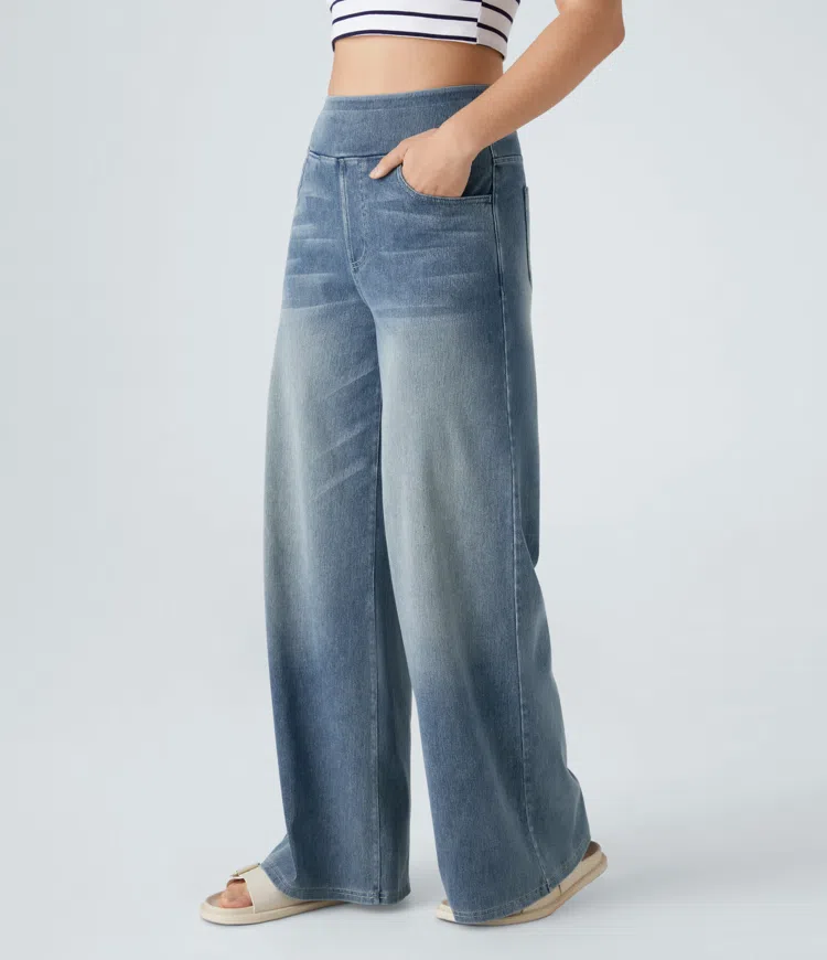 Quinn Super Stretch High-Waisted Wide Leg Jeans-unitmotor™