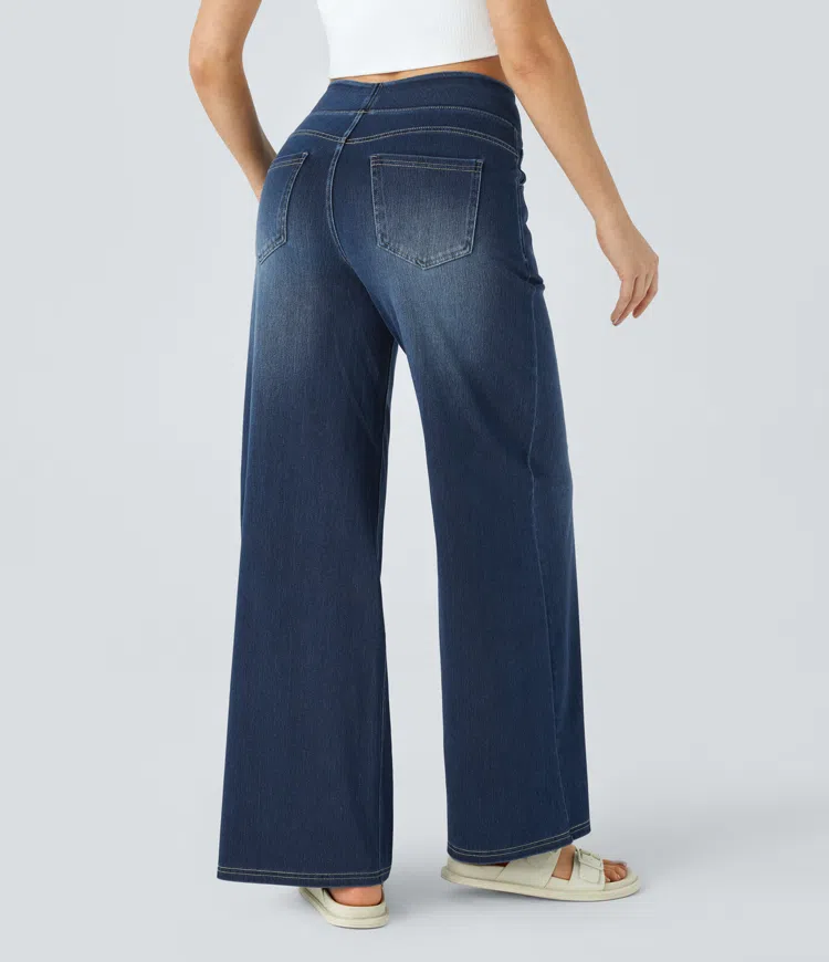 Quinn Super Stretch High-Waisted Wide Leg Jeans-unitmotor™