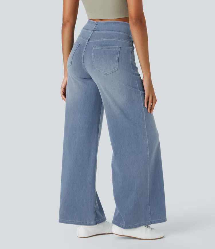 Quinn Super Stretch High-Waisted Wide Leg Jeans-unitmotor™