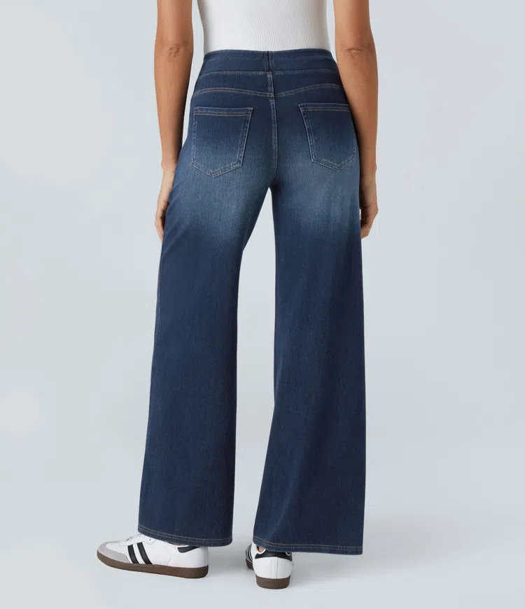 Quinn Super Stretch High-Waisted Wide Leg Jeans-unitmotor™