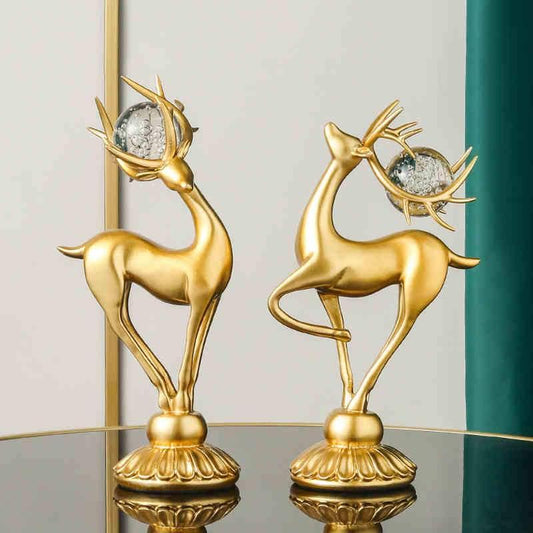 Handmade Golden Deer Animal Figurine-unitmotor™