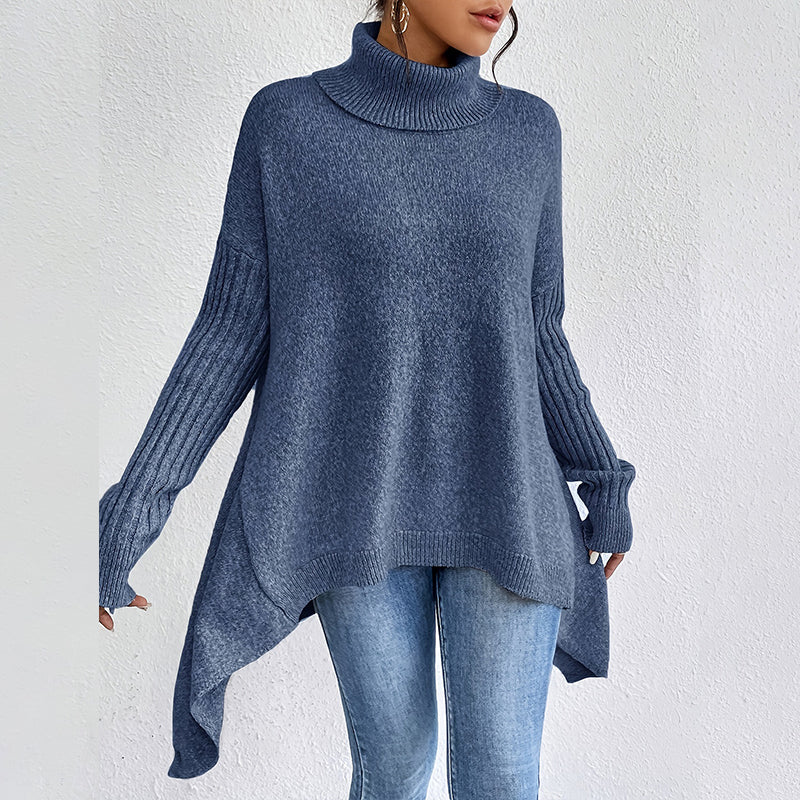 Women's solid color turtleneck sweater