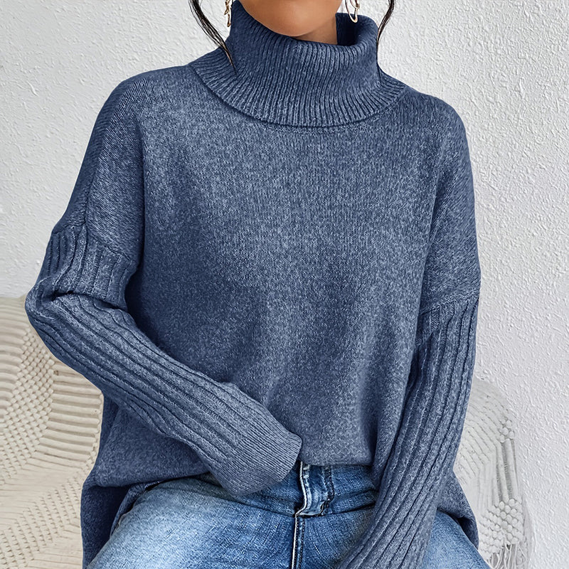 Women's solid color turtleneck sweater
