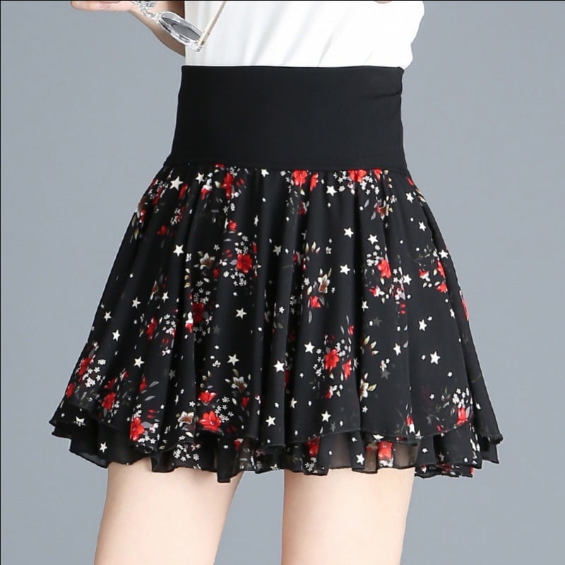 Pleated sarongchiffon floral skirt-unitmotor™