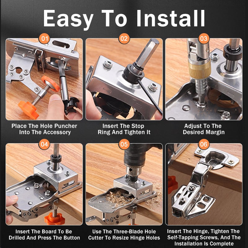 Woodworking 35mm Hinge Boring Jig Hole Opener Kit