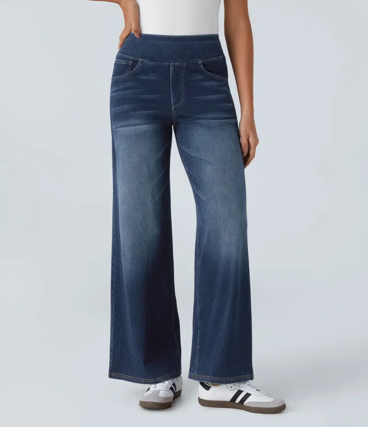 Quinn Super Stretch High-Waisted Wide Leg Jeans-unitmotor™