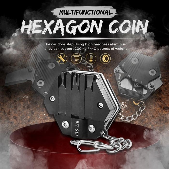 Multifunctional Hexagon Coin Outdoor Tool -✨Buy More Save More-unitmotor™