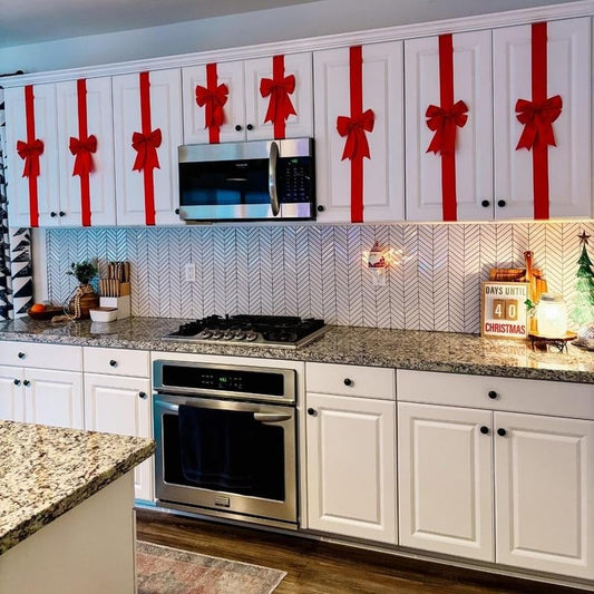 🎅 Early Christmas Sale 🎅🎄 Red Christmas Cabinet Ribbons & Bows