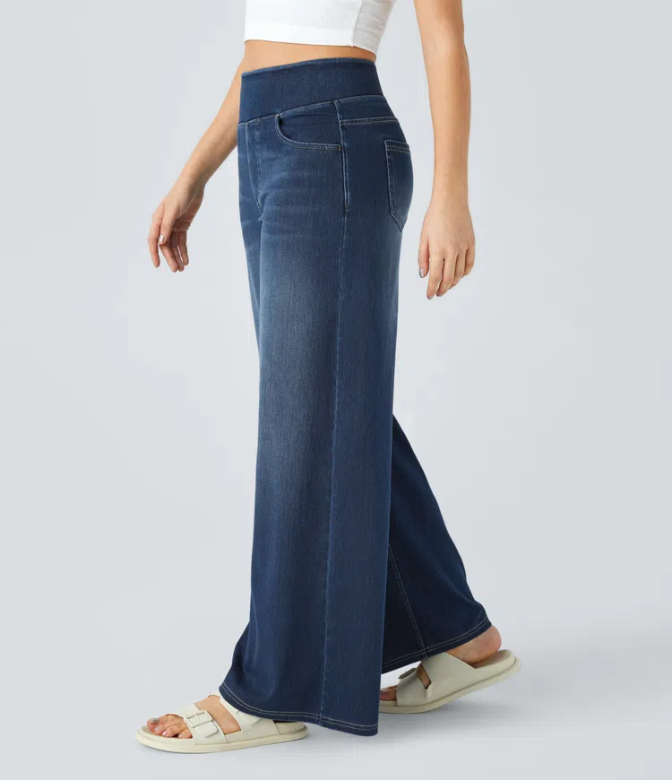 Quinn Super Stretch High-Waisted Wide Leg Jeans-unitmotor™