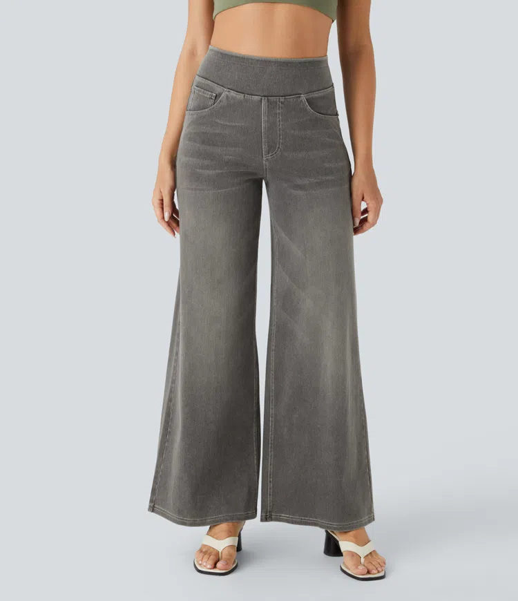 Quinn Super Stretch High-Waisted Wide Leg Jeans-unitmotor™